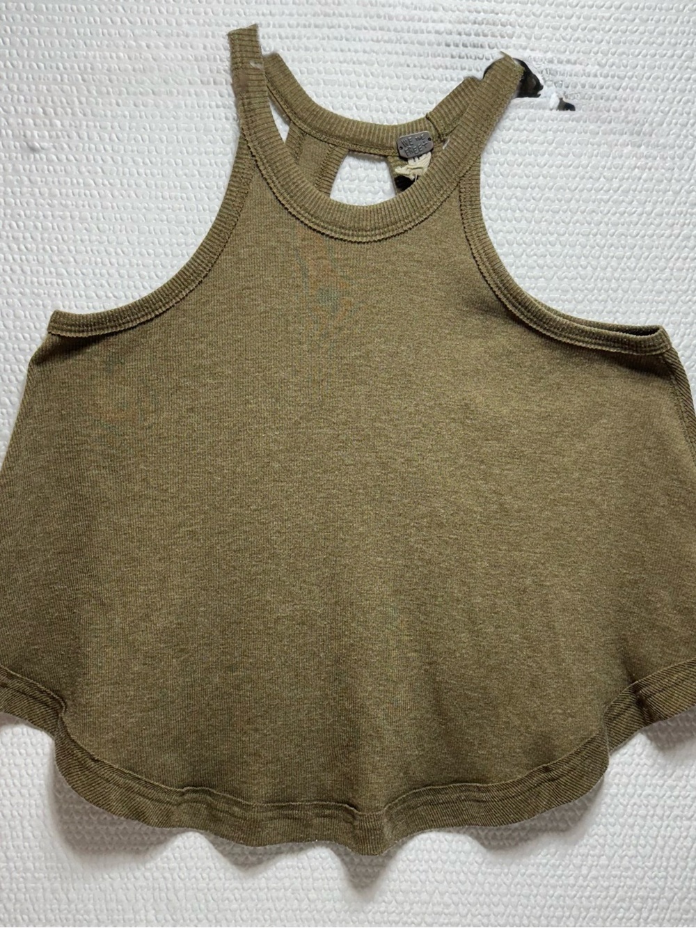 We The Free Olive Green Ribbed Racerback Crop Tank